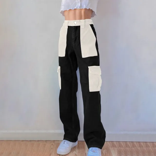 Washed dark multi pocket design high waist straight leg jeans Black - Shop at LoveMi