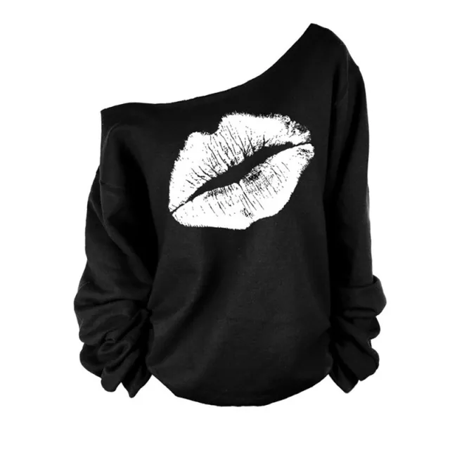 Sexy women with red lips and big lips pattern oblique shoulder White Lips - Shop at LoveMi