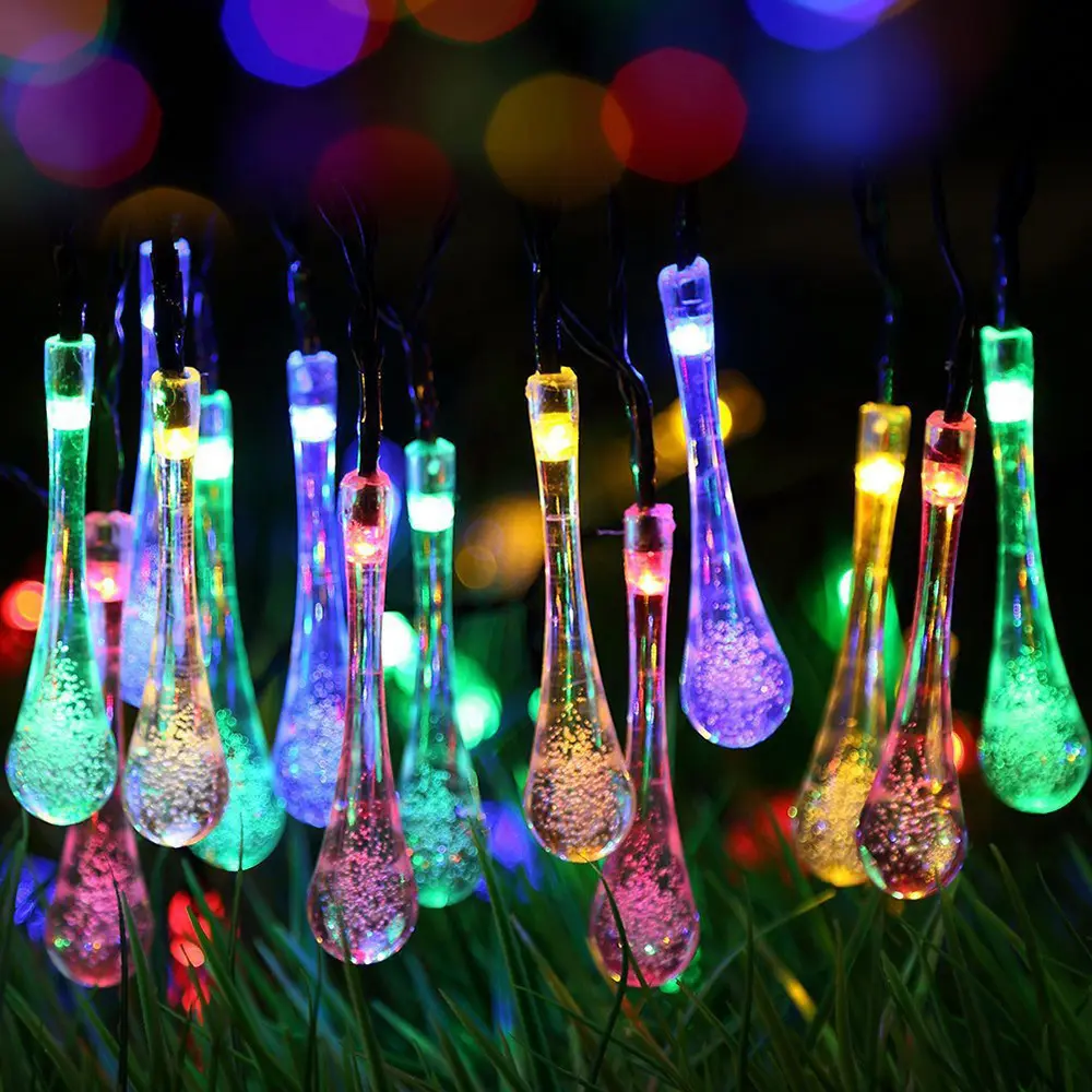 LED Outdoor Water Drops Solar Lamp String
