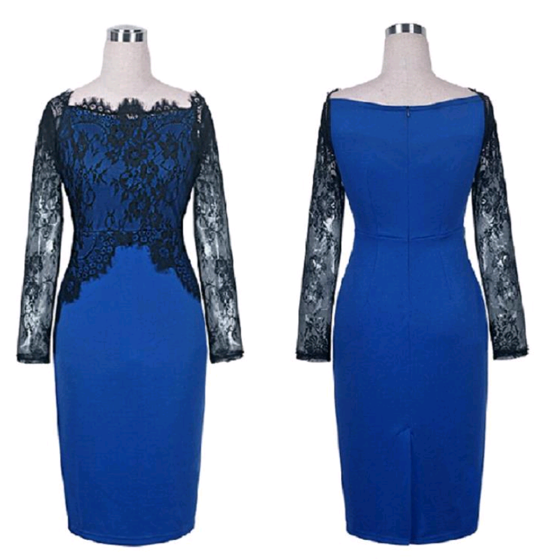Women's autumn dress European and American lace stitching new dress