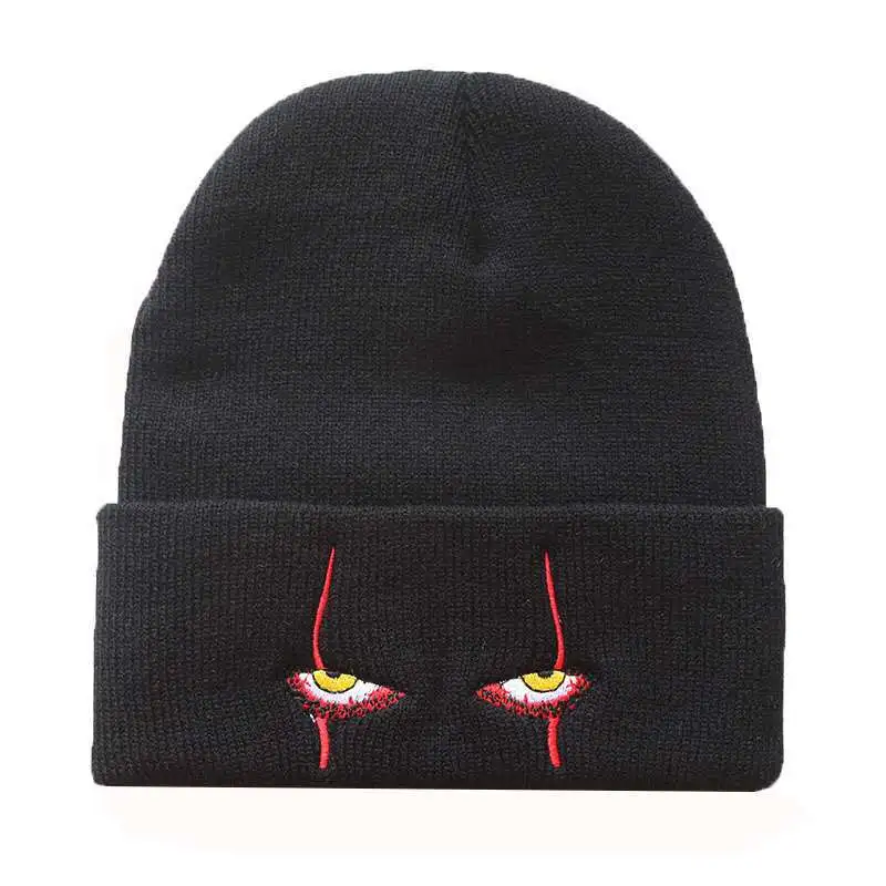 Scary clown eyes knitted hat - Black