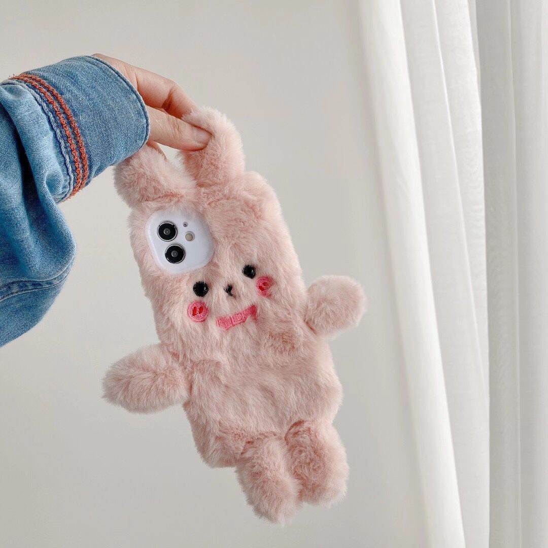 Plush bow pink rabbit phone case - Image 4