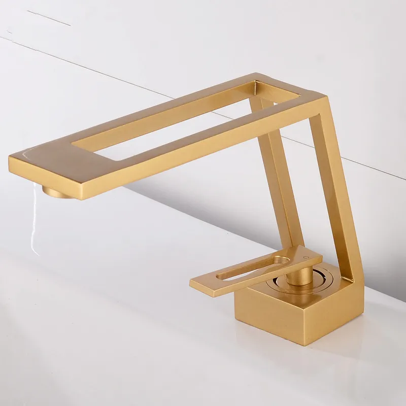 Black minimalist industrial style household bathroom faucet - Gold