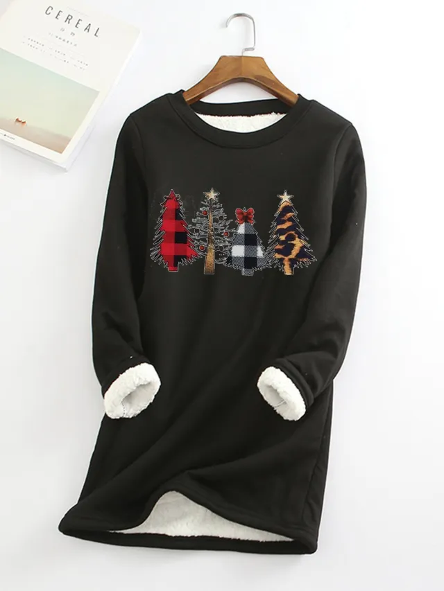 Ladies Christmas plus velvet base shirt Black - Shop at LoveMi