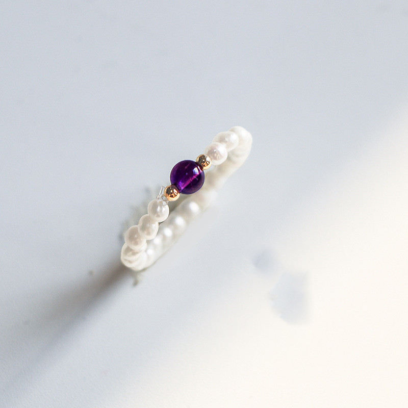Strawberry crystal crystal fortune fortune transfer bead ring