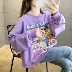Long sleeve female student Korean loose Hoodie - Purple - View 1
