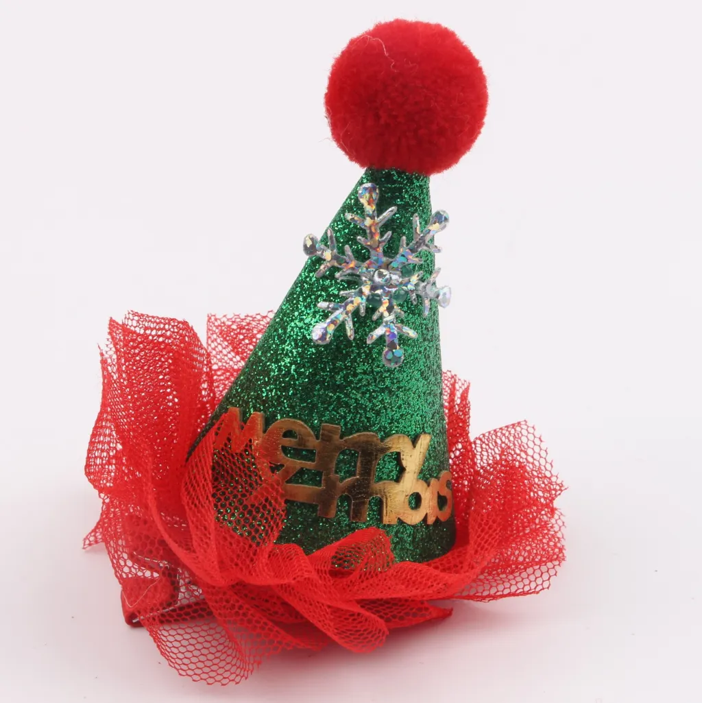 Children's snowman Christmas hairpin - Green