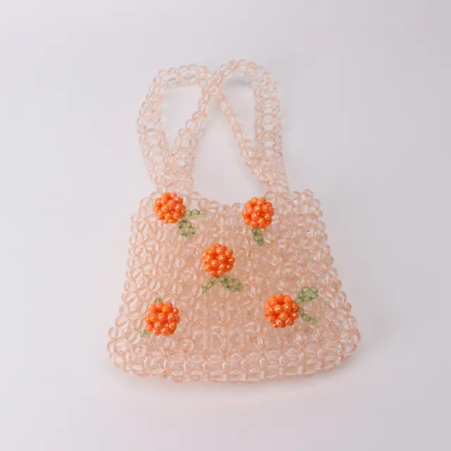 Fashionable acrylic orange bubble bead string handbag Orange - Shop at LoveMi