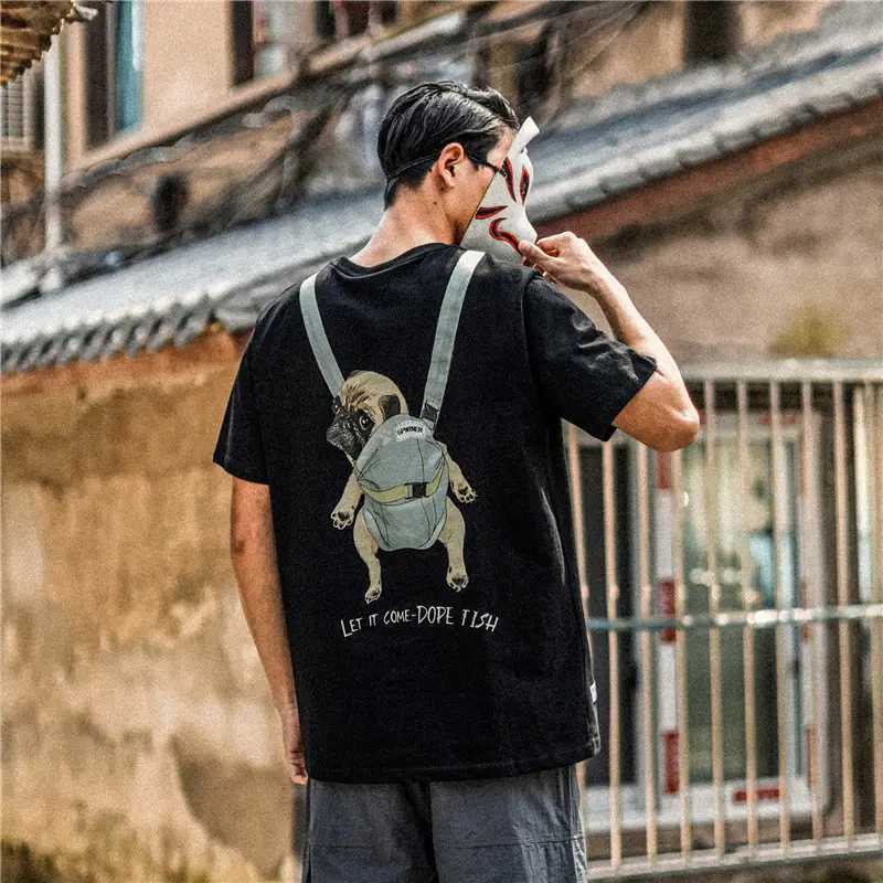 Cartoon dog animation print short sleeve