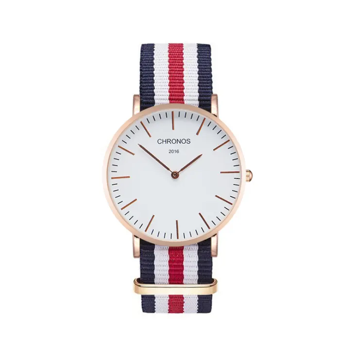 CHRONOS Watch Nylon Knitted Watchband Two Needle Cloth Button