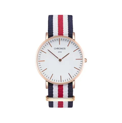 CHRONOS Watch Nylon Knitted Watchband Two Needle Cloth Button