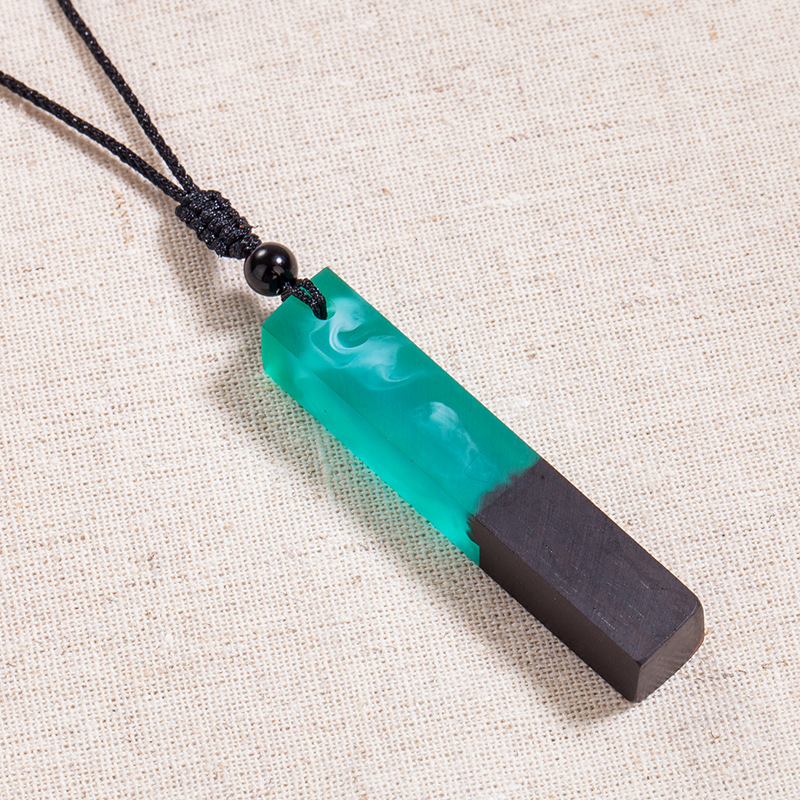 Retro Black sandalwood long rope necklace