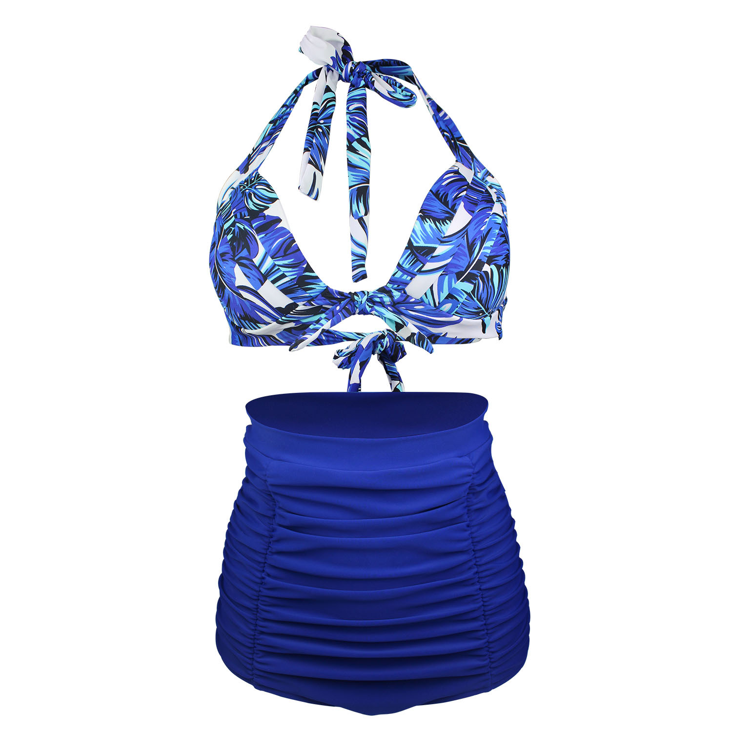 High waist large size strap split swimsuit