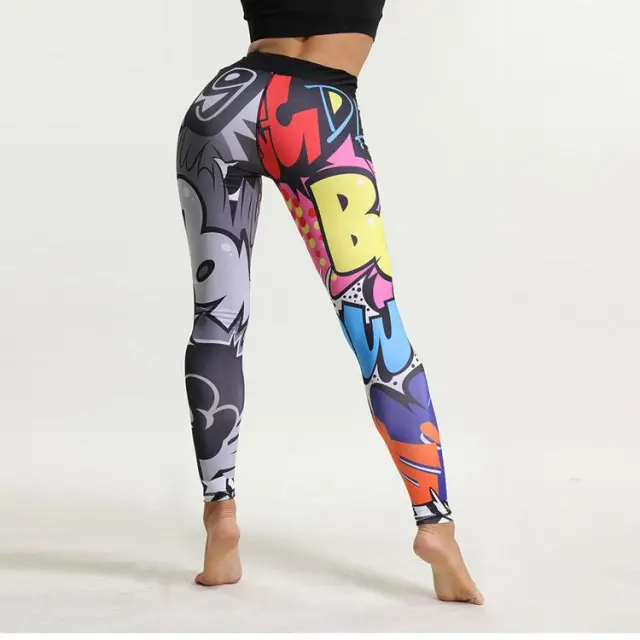 Cartoon pattern 3D printing dag personality high waist yoga pants sports leggings - Shop at LoveMi