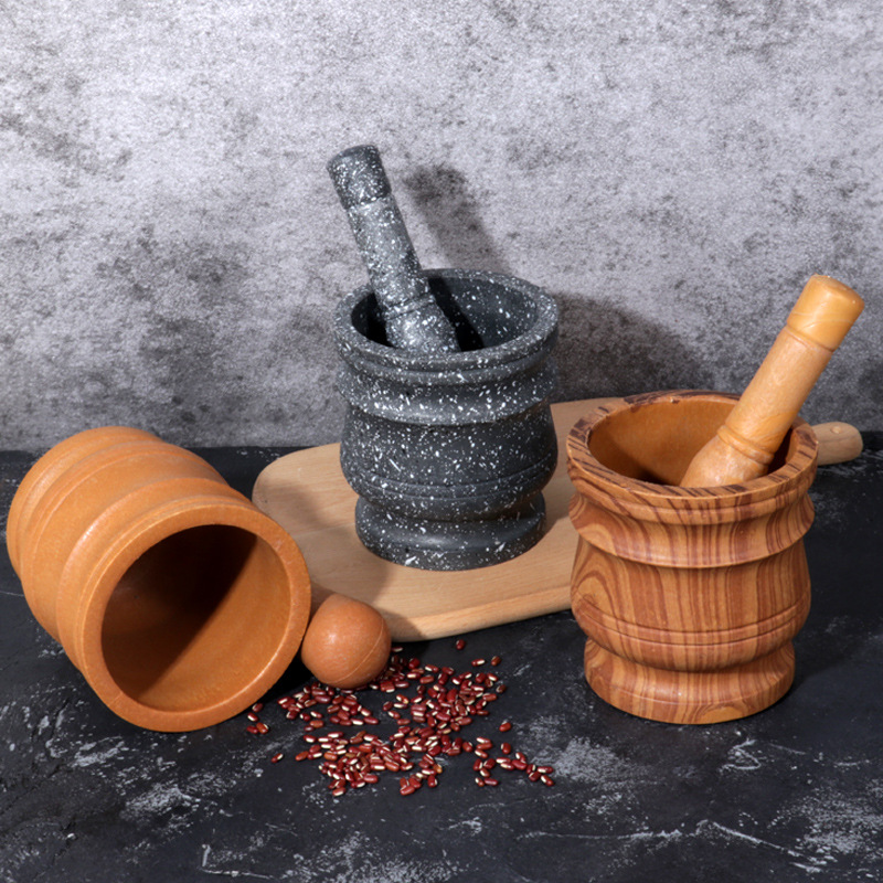 Kitchen wood grain mashed garlic jar mashed garlic masher