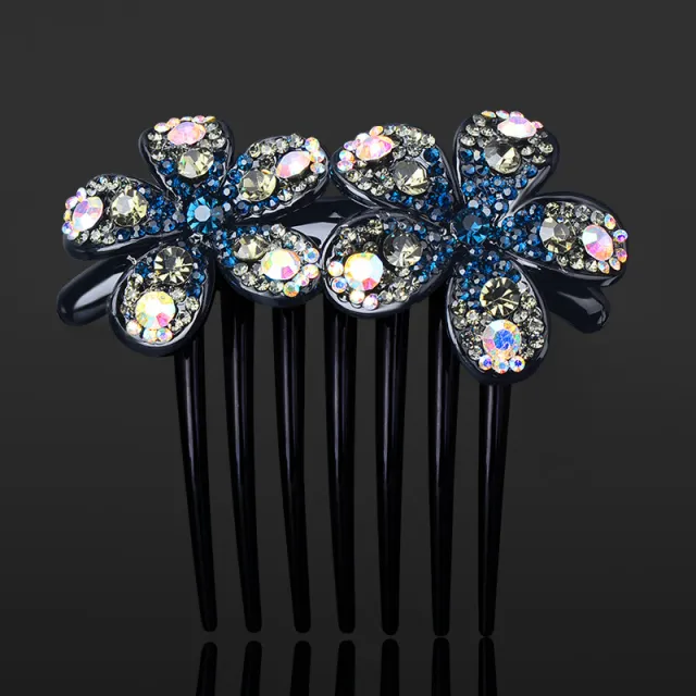Hair accessories diamond and flower comb Blue Grey - Shop at LoveMi