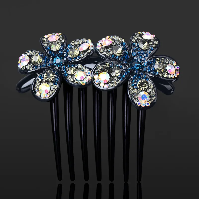 Hair accessories diamond and flower comb - Blue Grey