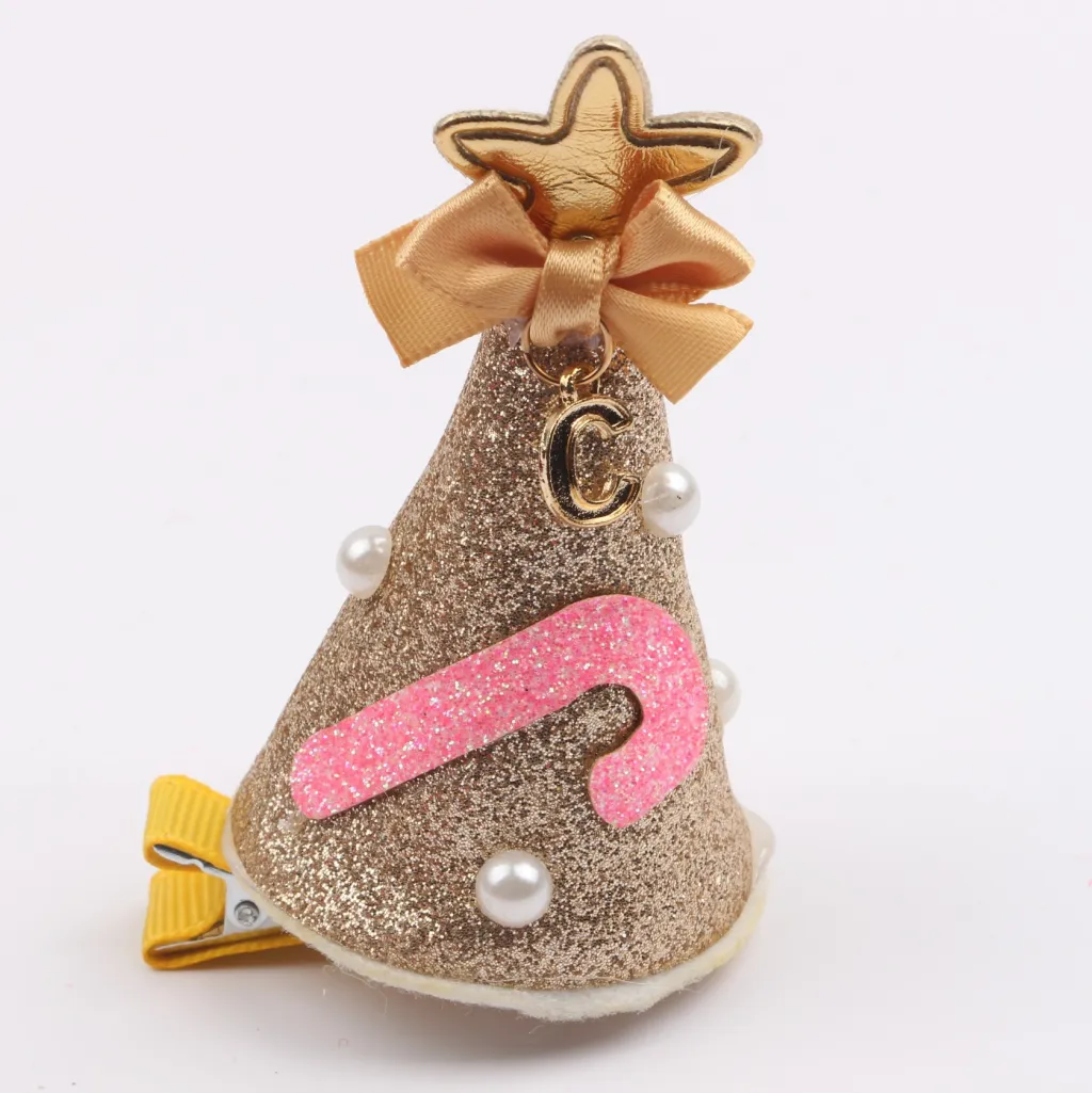 Children's snowman Christmas hairpin - Gold