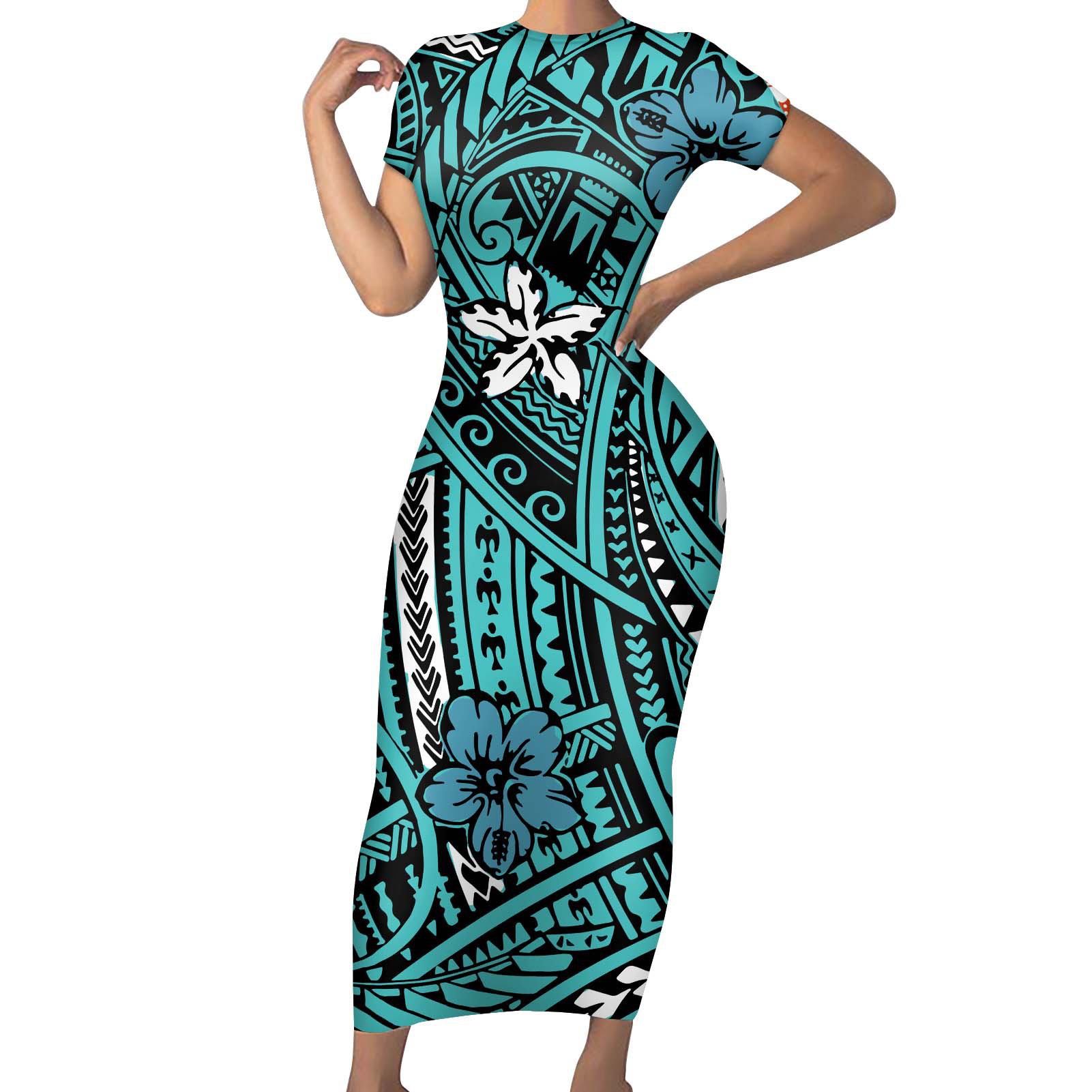 International station source short-sleeved Polynesian ethnic short-sleeved dress