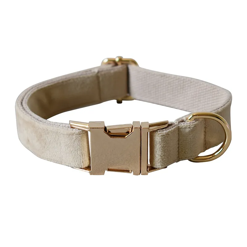 Nude velvet pet collar - Dog Collar