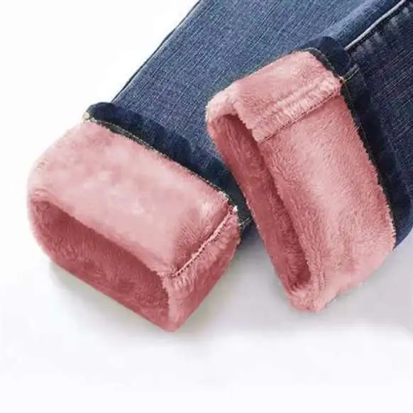 High waisted trousers plus fleece jeans winter stretch skinny A2Style - Shop at LoveMi