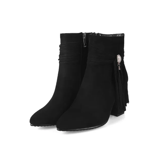 Low heel suede ankle boots women England Black - Shop at LoveMi