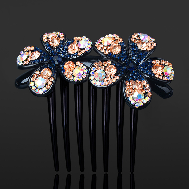 Hair accessories diamond and flower comb Blue Champagne - Shop at LoveMi