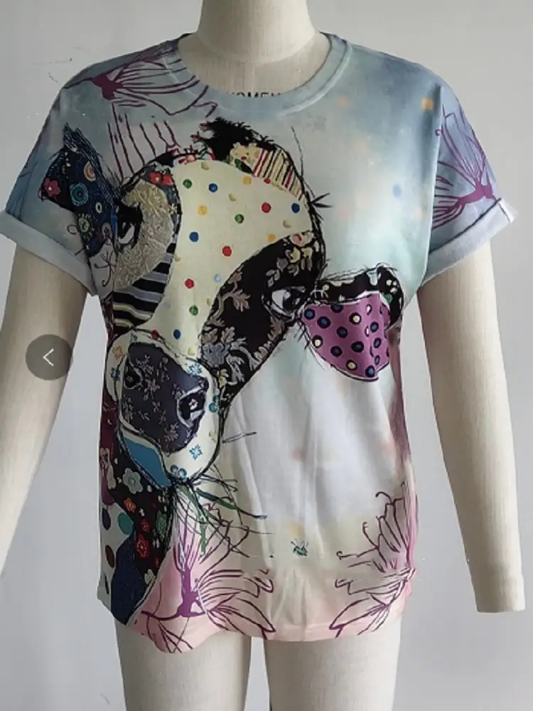 Printed short sleeve blouse for women