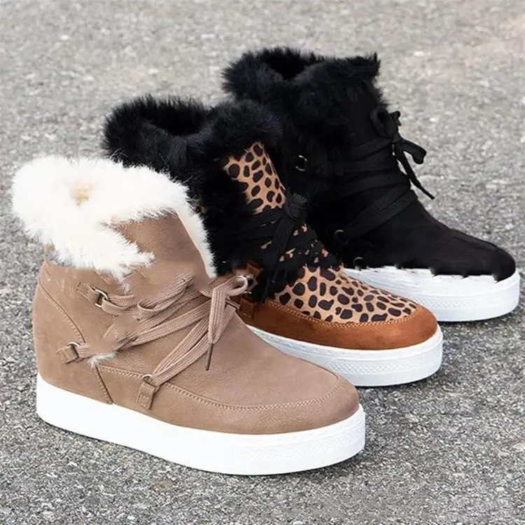 Flat-heel lace-up solid low-top women's boots