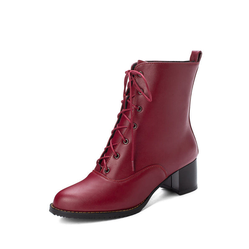 Chunky heel mid-heel low Martin boots