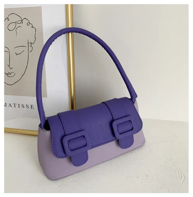 French niche bag women's bag fashionable new fashion Korean casual simple contrast color mesh red one shoulder underarm bag Blue - Shop at LoveMi