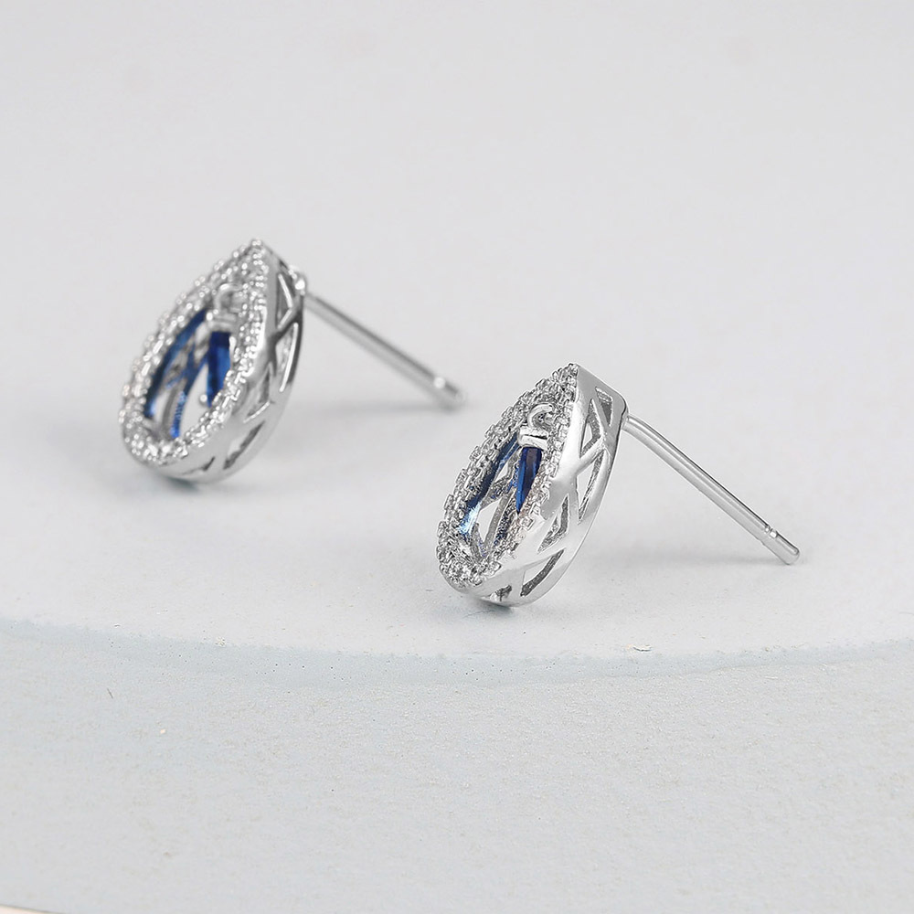 Simple hollow drop-shaped zircon full diamond earrings