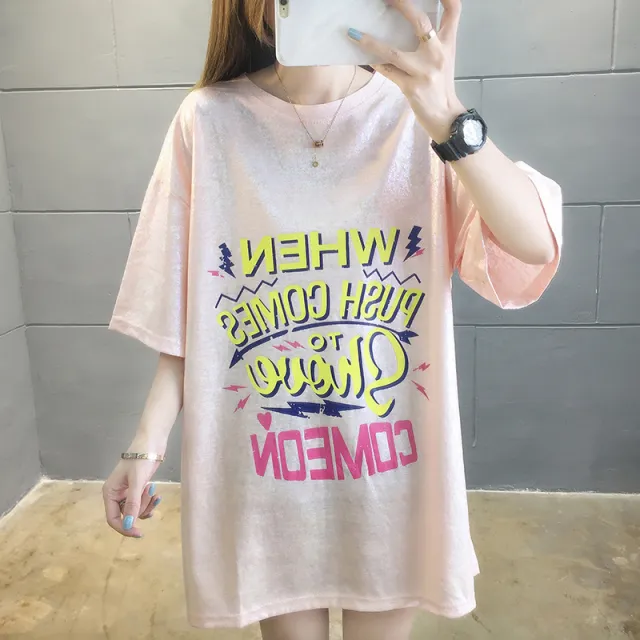 Sequined casual short sleeved T shirt Pink - Shop at LoveMi