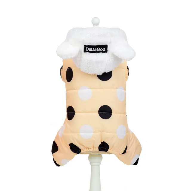 Warm big polka dot four leg cotton coat Light Yellow - Shop at LoveMi