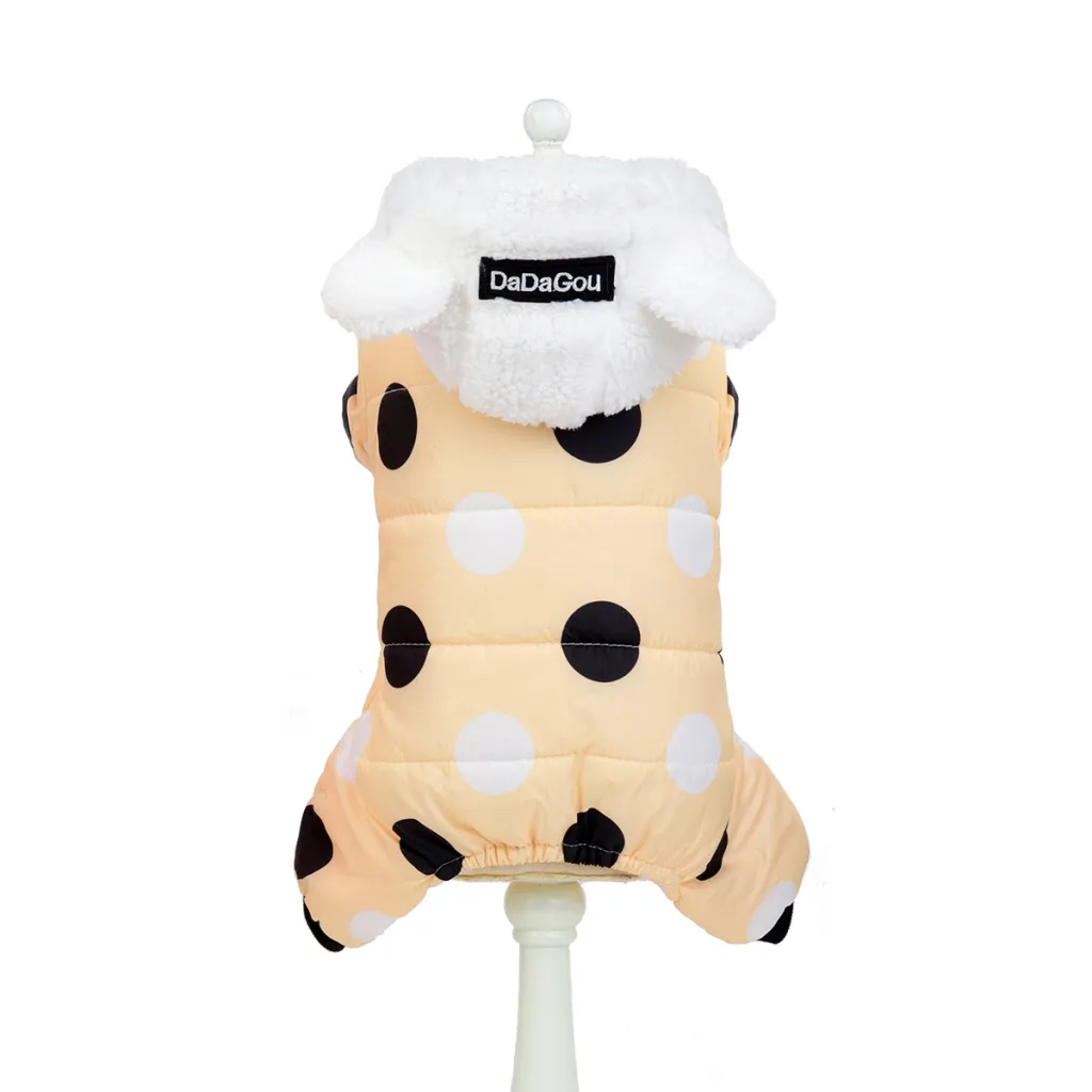 Warm big polka dot four-leg cotton coat - Light Yellow