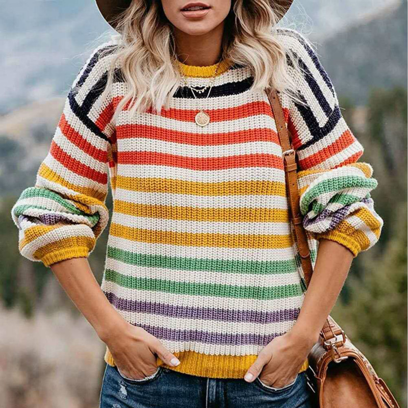 Women's long sleeve striped sweater