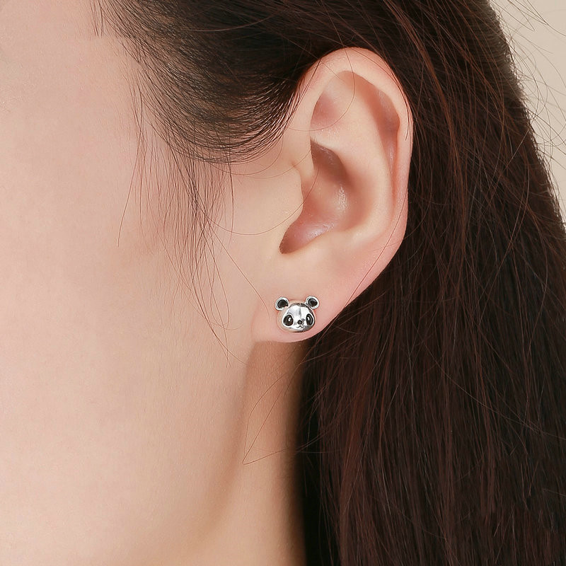 Creative cute small animal silver earrings