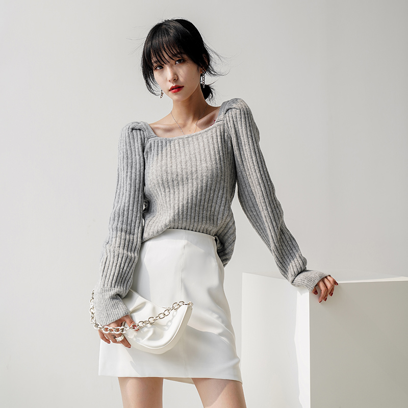 Women's square neck sweater