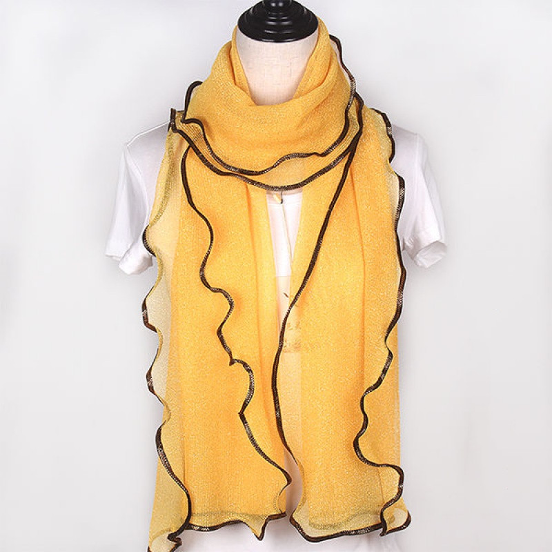 Hemming sprinkled gold mesh silk scarf