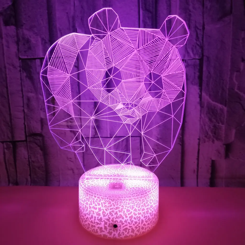 New Panda Colorful LED Touch 3D Night