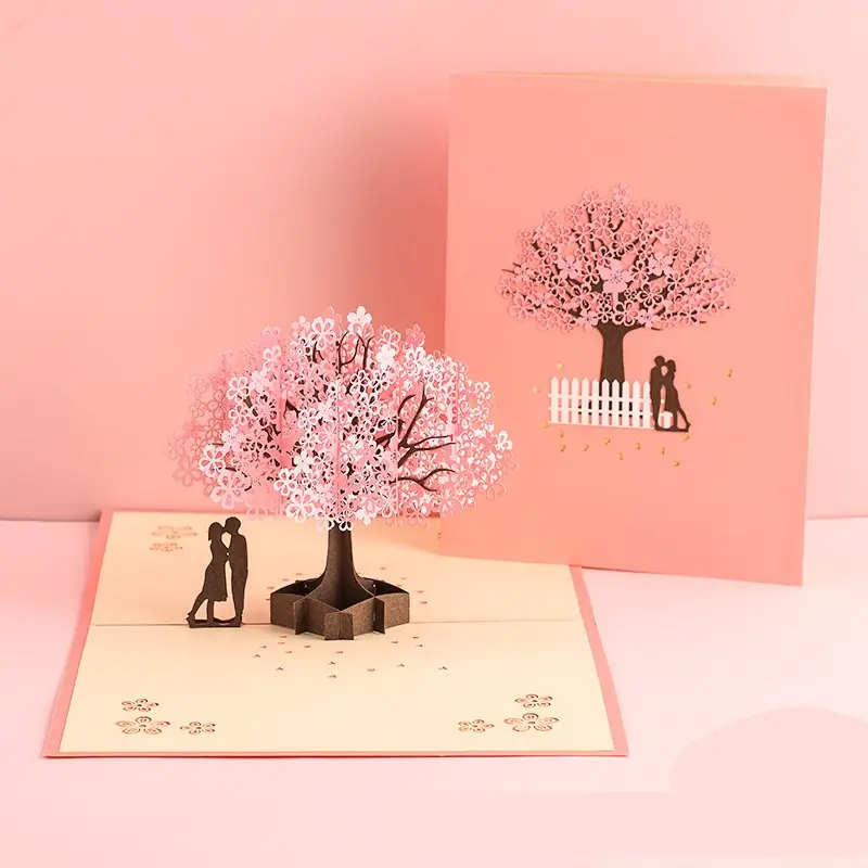 3D Laser Cut Handmade Sakura Kissing Lover