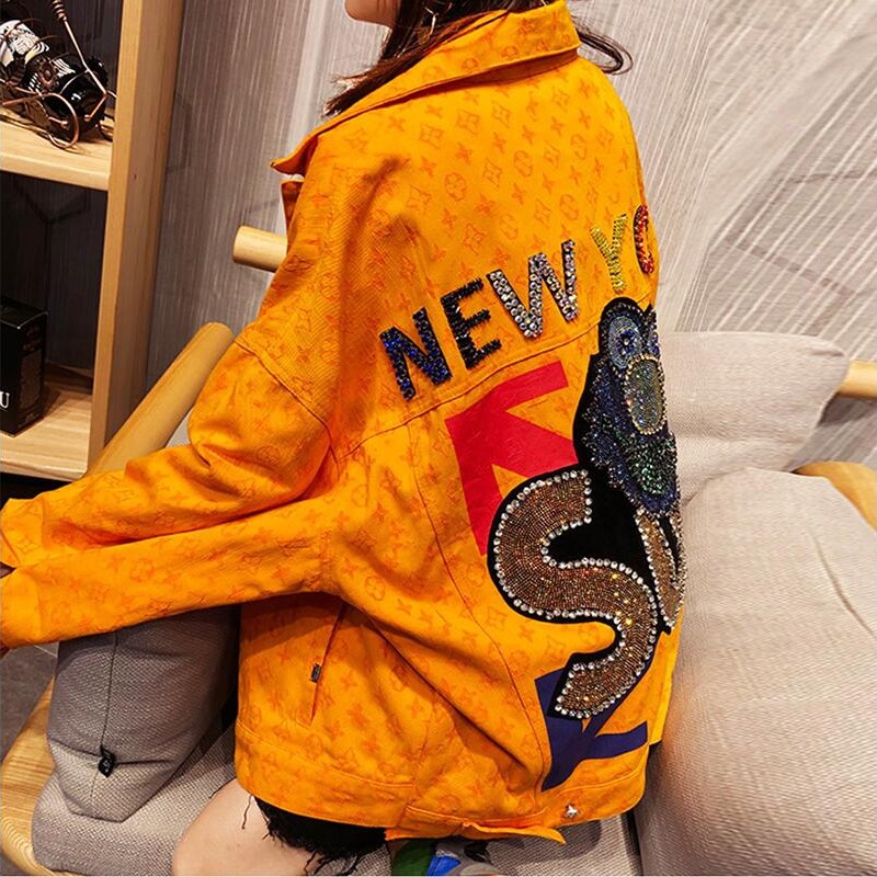 Casual loose letter heavy industry thin coat spring and autumn all-match top