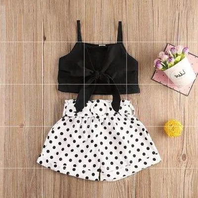 crop top polka dot shorts suit - Write-3And4Year