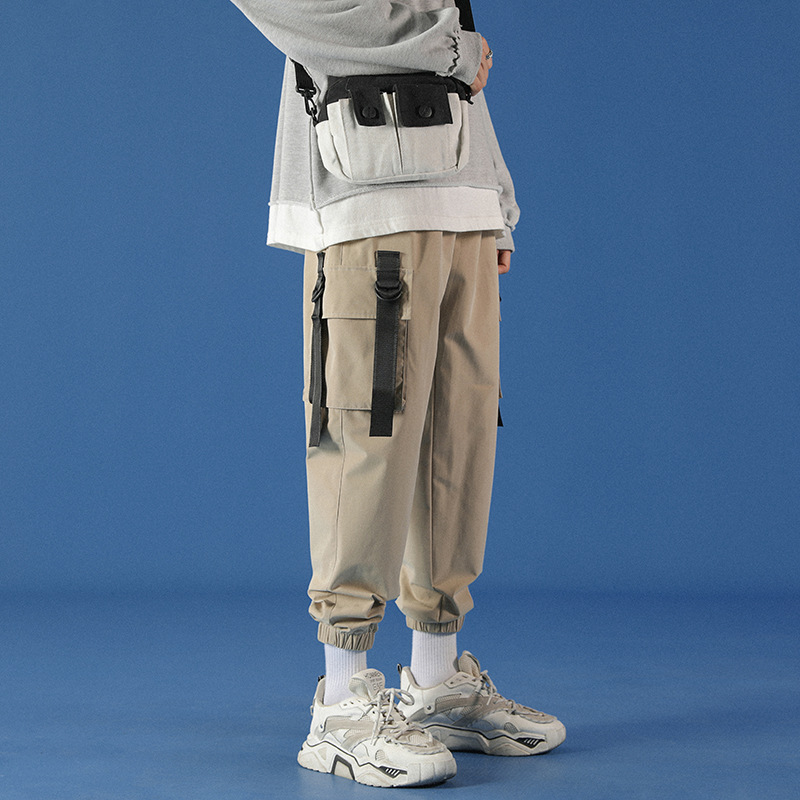 Overalls men's autumn tie-foot radish pants streamer pocket