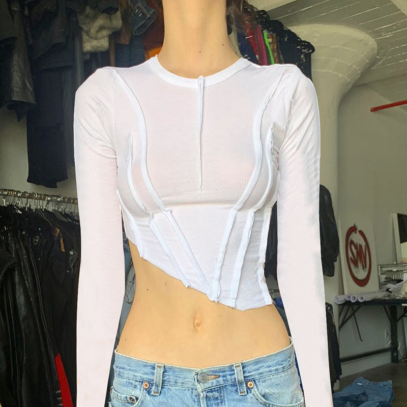 Asymmetric hot girl Crew Neck Long Sleeve