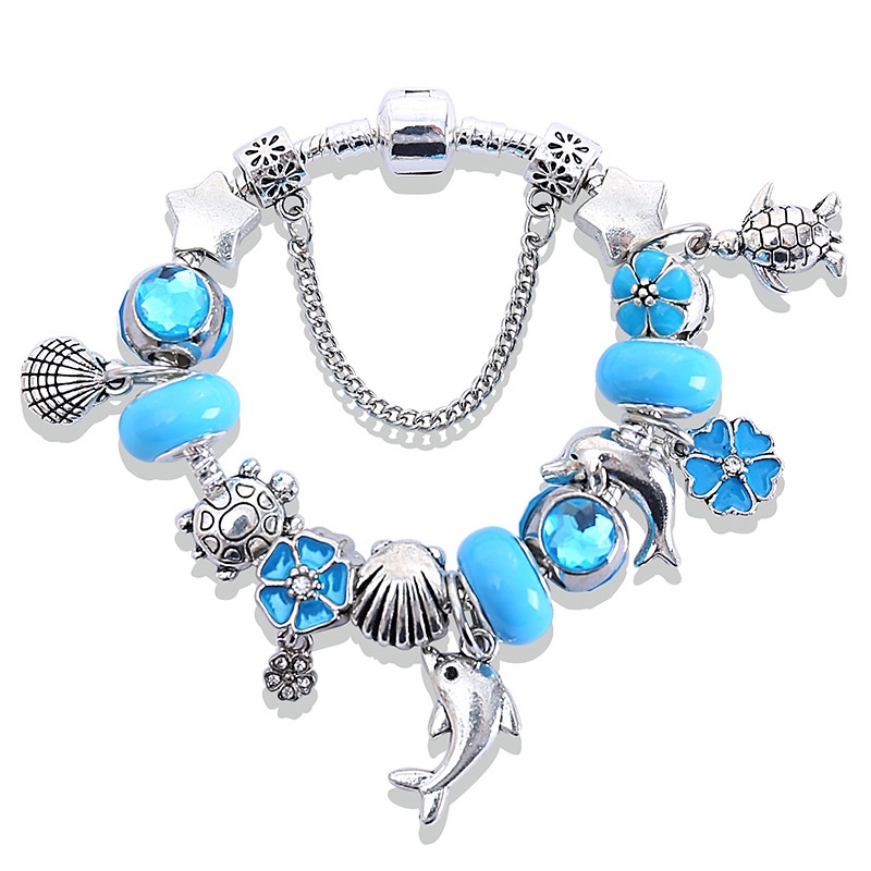 Starfish tortoise antique silver bracelet