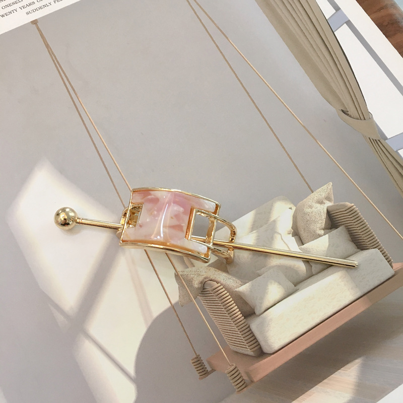 Geometric women's alloy hairpin Rectangle Light Purple - Shop at LoveMi