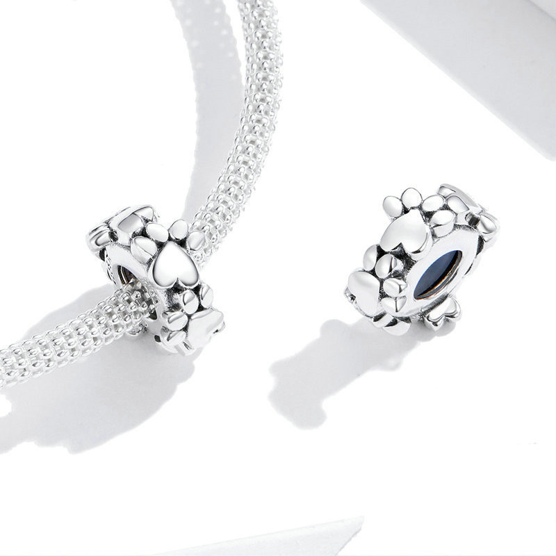 S925 Love Footprint Loose Beads