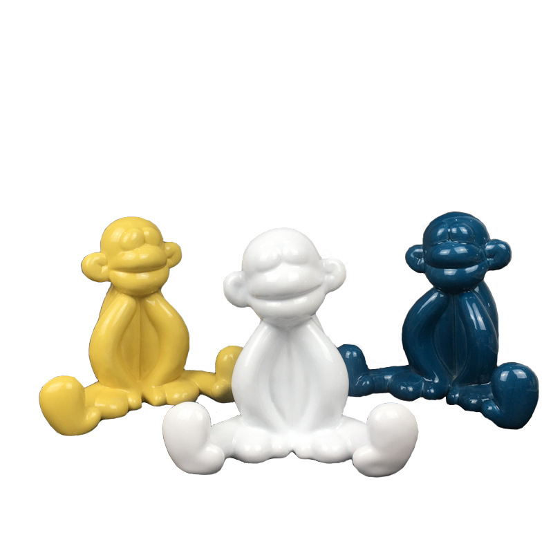 Balloon ceramic monkey ornament (Yellow)