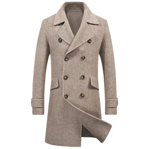 Double-breasted Mid-length Woolen Coat